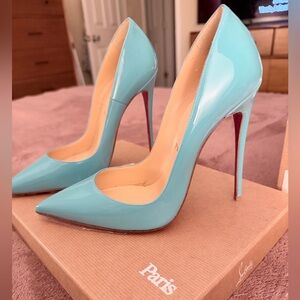 Christian Louboutin Turquoise Patent Leather Stiletto Heels